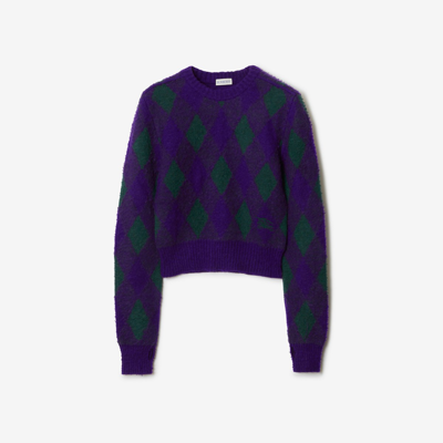 Shop Burberry Cropped Argyle Wool Sweater In Royal