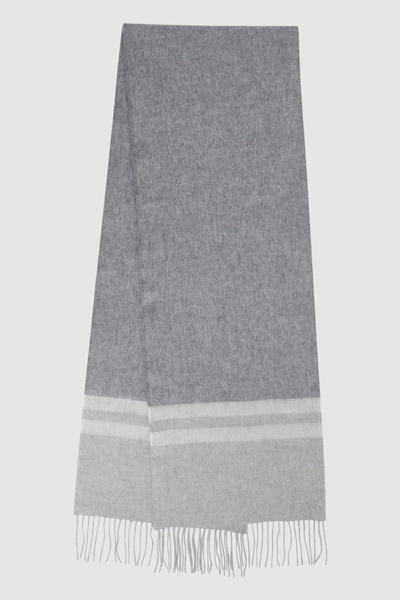 Shop Reiss Otto - Soft Grey Wool-cashmere Stripe Scarf, One