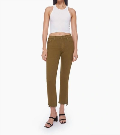 Shop Mother The Insider Crop Step Fray Jean In Fir Green In Multi