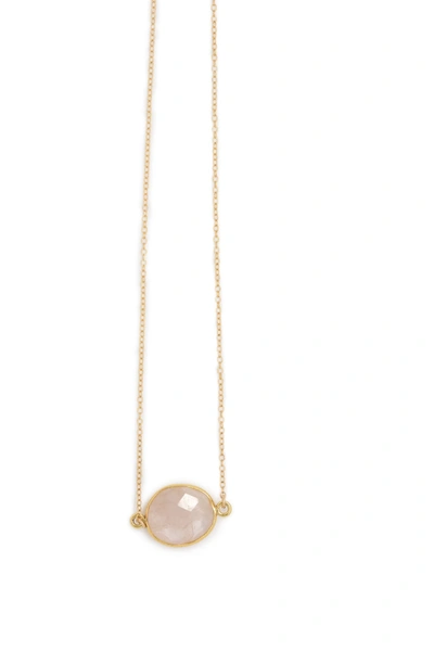 A Blonde And Her Bag Mrs. Parker Demi Fine Necklace In Rose Quartz In Pink