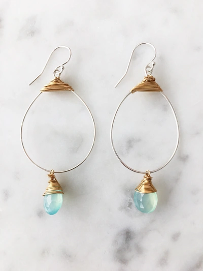 A Blonde And Her Bag Small Featherweight Earring With Chalcedony Drop In Blue