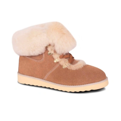 Cloud Nine Ladies Posh Sheepskin Boots In Chestnut In Pink