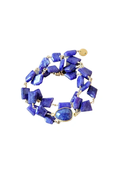 Shop A Blonde And Her Bag Hana Wrap Bracelet/necklace In Sapphire - Chunky Stone In Multi