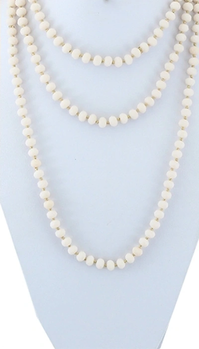A Blonde And Her Bag White Jade Crystal Beaded Necklace In White