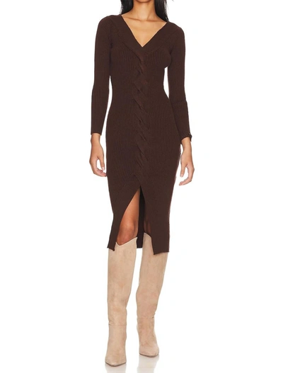 Shop Astr Vesper Knit Dress In Dark Brown