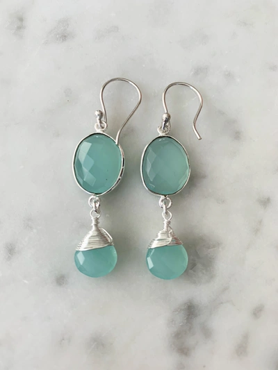 Shop A Blonde And Her Bag Victoria Ojai Earring In Chalcedony In Silver In Blue