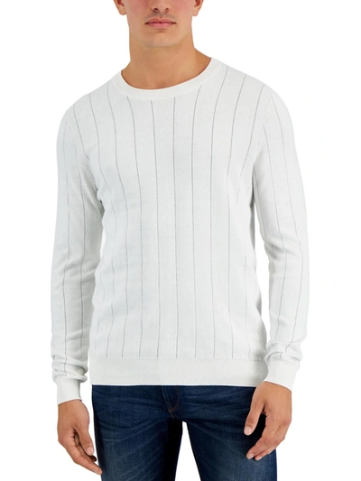 Shop Alfani Mens Stripe Cotton Crewneck Sweater In Multi