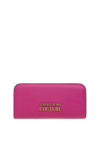 Shop Versace Jeans Couture Logo Plaque Zipped Wallet In Pink