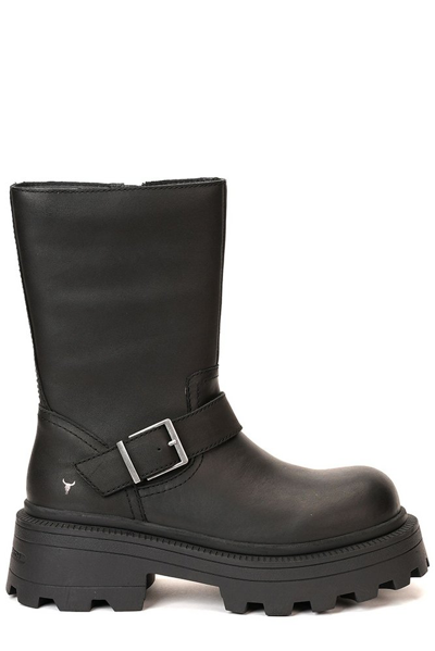 Shop Windsor Smith Chunky Sole Biker Boots In Black