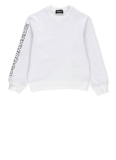 Shop Dsquared2 Kids Logo Printed Crewneck Sweatshirt In White