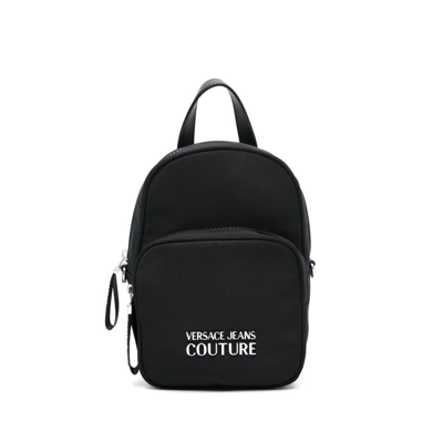 Shop Versace Jeans Couture Logo Plaque Backpack In Black