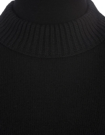 Shop Moncler Grenoble Turtleneck Sweater In Wool And Fleece In Black