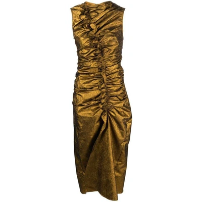 Shop Ulla Johnson Dresses In Gold/metallic