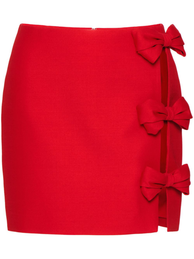 Shop Valentino Red Bow-embellished Mini Skirt