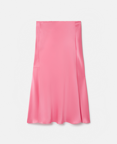 Shop Stella Mccartney Double Satin Bias Cut Midi Skirt In Bright Pink