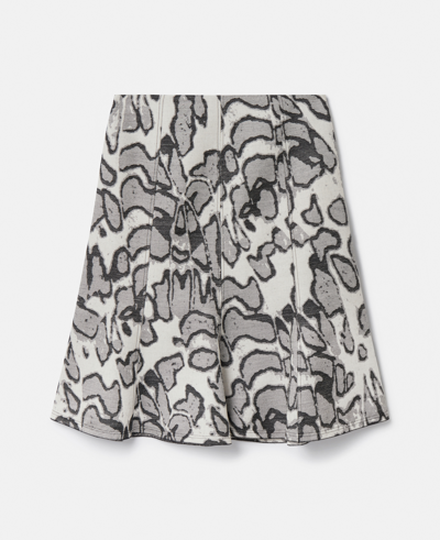 Shop Stella Mccartney Abstract Moth Jacquard Belted Skirt In Grey