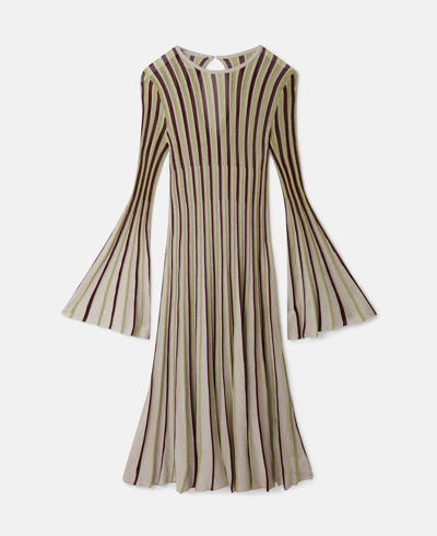 Shop Stella Mccartney Lurex Rib Knit Midi Dress In Oat/aubergine