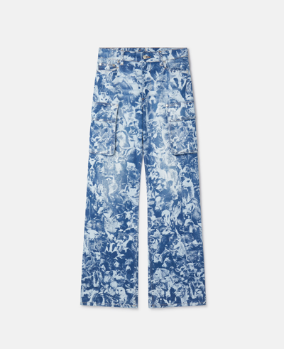 Shop Stella Mccartney Animal Forest Print Cargo Jeans In Blue