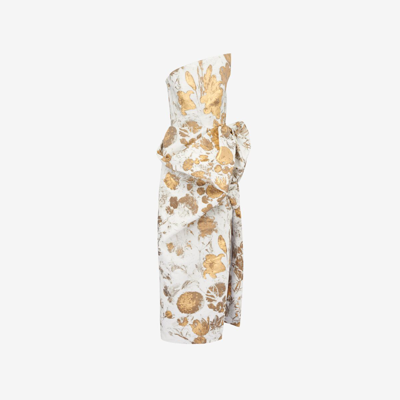 Shop Alexander Mcqueen Asymmetric Bustier Dress In Gold