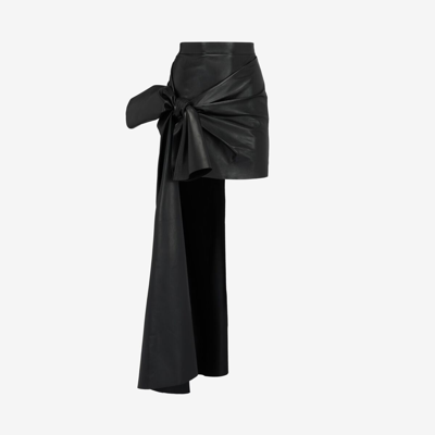 Shop Alexander Mcqueen Knotted Drape Mini Skirt In Black