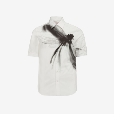 Shop Alexander Mcqueen Dragonfly Short Sleeve Shirt In White/black