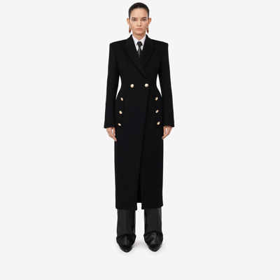 Shop Alexander Mcqueen Double-breasted Military Coat In Black