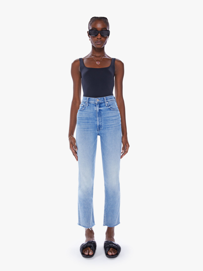 Shop Mother High Waisted Rider Ankle Fray Fish Out Of Water Denim In Blue