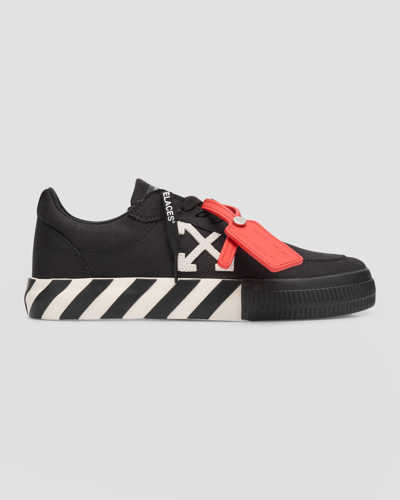 Shop Off-white Vulcanized Canvas Low-top Sneakers In Black White