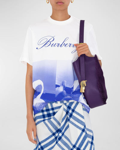 Shop Burberry Swan Graphic Short-sleeve T-shirt In Knight