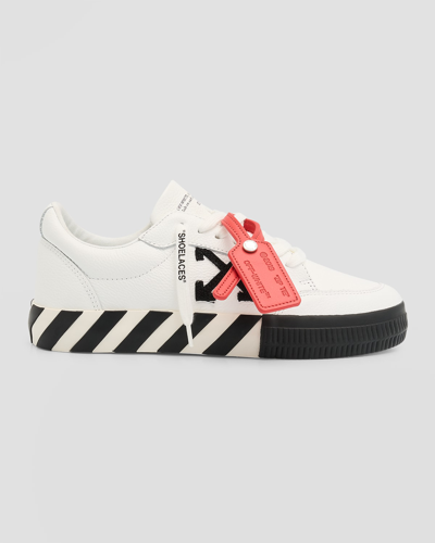 Shop Off-white Vulcanized Leather Low-top Sneakers In White Black