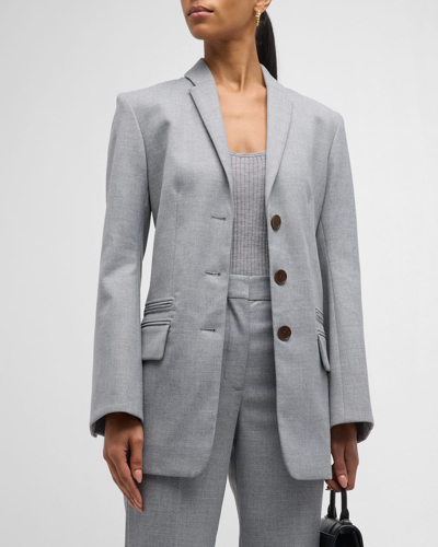 Shop By Malene Birger Porter Notched-lapel Single-breasted Jacket In Grey Melange
