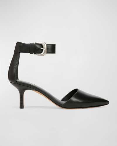 Shop Vince Perri Leather Ankle-strap Pumps In Black Leather