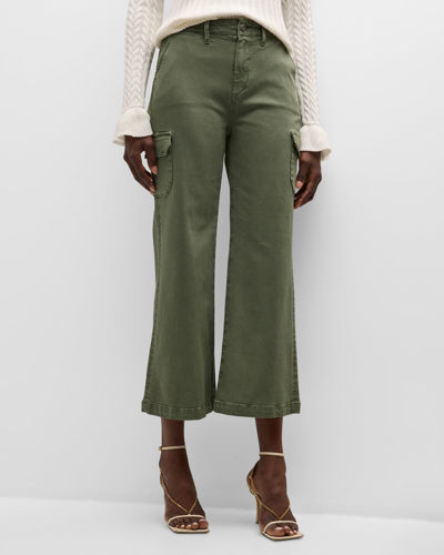 Shop Paige Carly Wide-leg Cropped Cargo Jeans In Quartz Sand