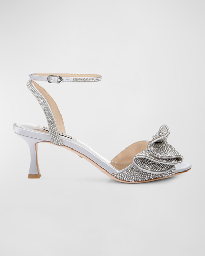 Shop Badgley Mischka Remi Strass Ruffle Stiletto Sandals In Silver