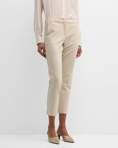 Shop Marella Macario Cropped Skinny Stretch Cotton Trousers In Cream