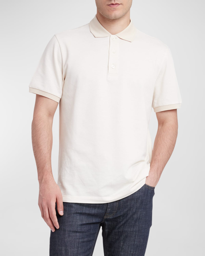 Shop Brioni Men's Cotton Polo Shirt In Off White