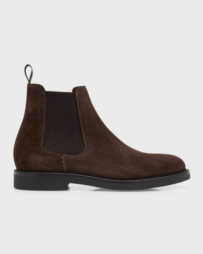 Shop Aquatalia Men's Prospero Weatherproof Suede Chelsea Boots In Dark Brown