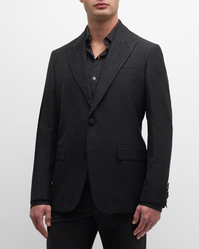 Shop Etro Men's Medallion Jacquard Tuxedo Jacket In Black