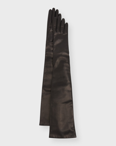 Shop Portolano Opera Cashmere-lined Leather Gloves In Black
