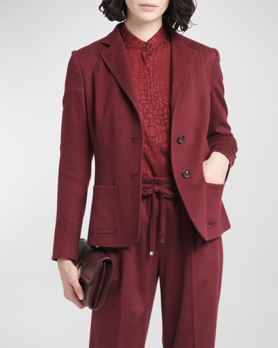 Shop Kiton Single-breasted Cashmere Blazer Jacket In Dk Red
