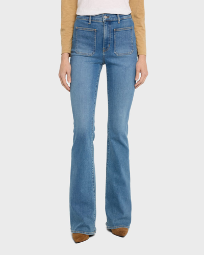 Shop Veronica Beard Jeans Beverly Skinny Flare Patch Pocket Jeans In Sierra