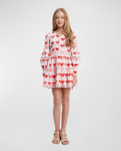 Shop Bardot Junior Girl's Venice Heart-print Dress In Pink Heart