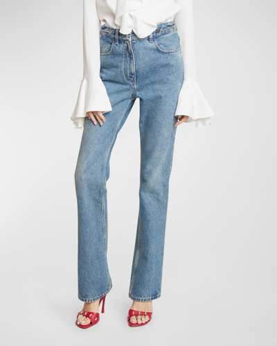 Shop Givenchy Bootcut Jeans With 4g Chain Detail In Medium Blue