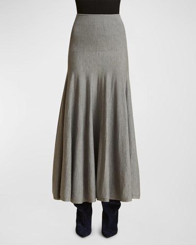 Shop Khaite Remino Knit Maxi Skirt In Heather Grey