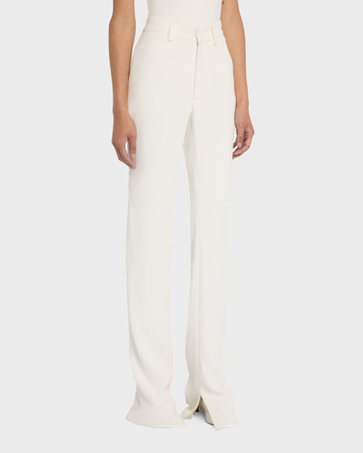 Shop Brandon Maxwell Straight-leg Trousers With Slit Hem In White