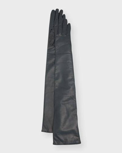 Shop Portolano Opera Cashmere-lined Leather Gloves In Grey