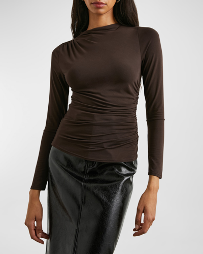 Rails Joelle Ruched Funnel Neck Top In Espresso