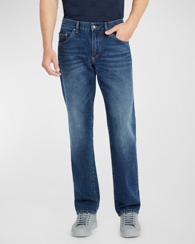 Shop Dolce & Gabbana Men's Classic Straight-leg Jeans In Dark Blue