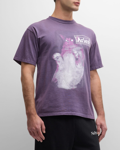 Shop Aries Men's Catseyes Graphic T-shirt In Purple