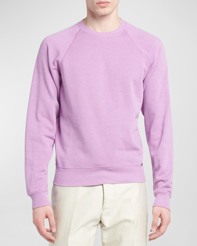 Shop Tom Ford Men's Melange Crewneck Sweater In Pink